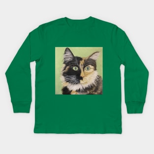 Tortoiseshell Cat Face Kids Long Sleeve T-Shirt